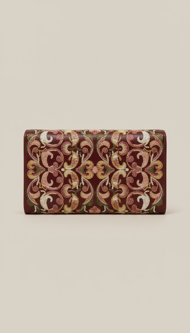 Embroidered Leather Wallet