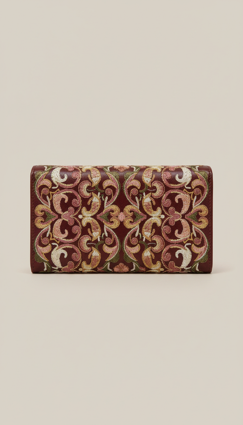 Embroidered Leather Wallet