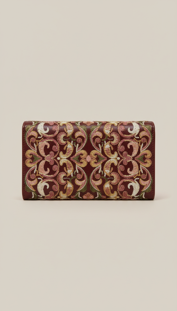 Embroidered Leather Wallet