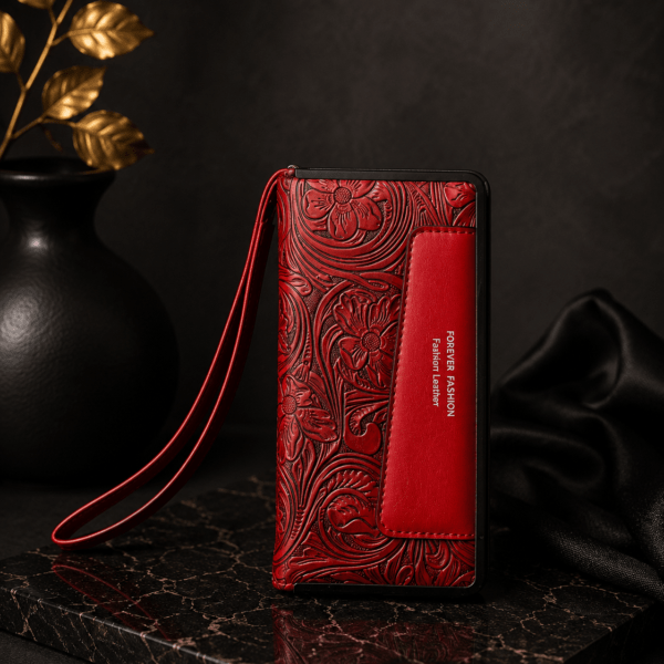 Flora3 Luxury Embossed Women's Long Wallet – Elegant Floral Edition