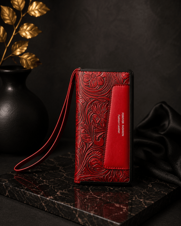 Flora3 Luxury Embossed Women's Long Wallet – Elegant Floral Edition