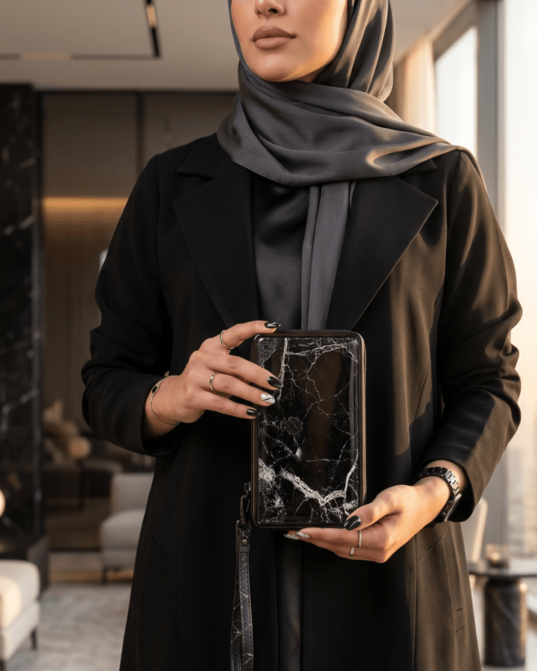 Black Marble Luxury Marble Print Zip-Around Women's Wallet