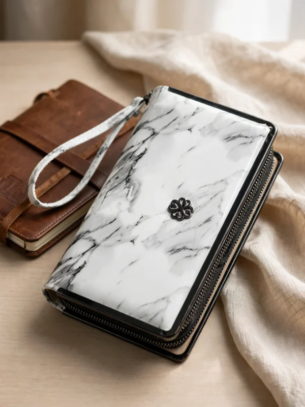 marble_clutch_luxury Luxury Marble Print Zip-Around Women's Wallet