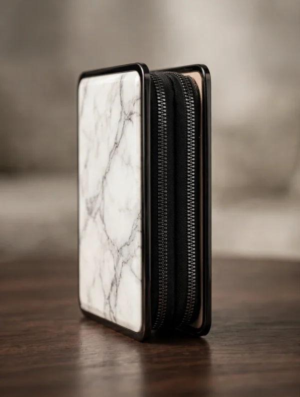 marble_clutch_studio Luxury Marble Print Zip-Around Women's Wallet